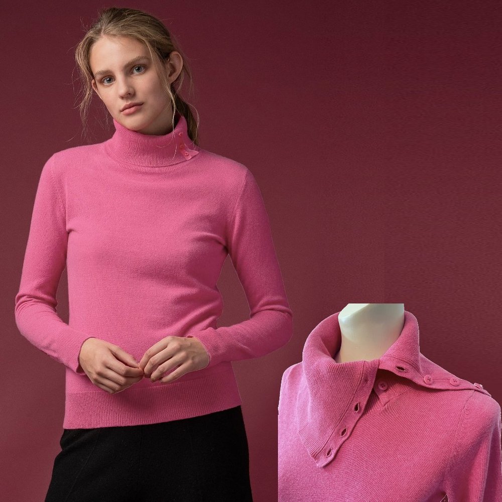 NEW Vintage Esprit Buttons Turtleneck Sweater Preppy Parisian, Size S